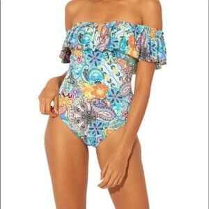 Bleu Rod Beattie Off Shoulder One Piece Swimsuit Size 6 NEW